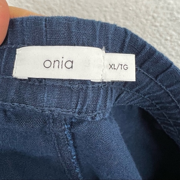 ONIA Navy Blue Tom Cargo Drawstring Shorts Cotton Linen Blend, Size XL - Picture 9 of 9